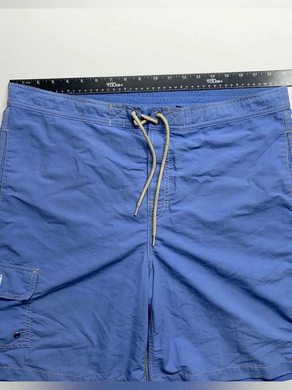 Polo Ralph Lauren Swim Board Shorts Mens Size Large Blue Lined Cargo Yellow Pony